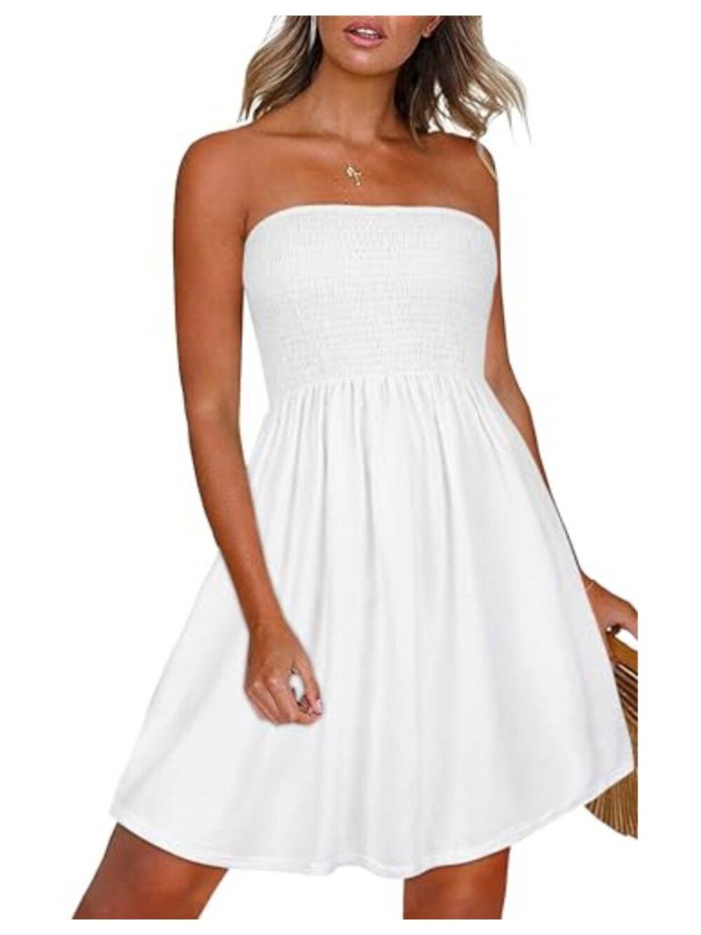Strapless Summer Sundress Boho Beach Cover Up Cotton Sleeveless